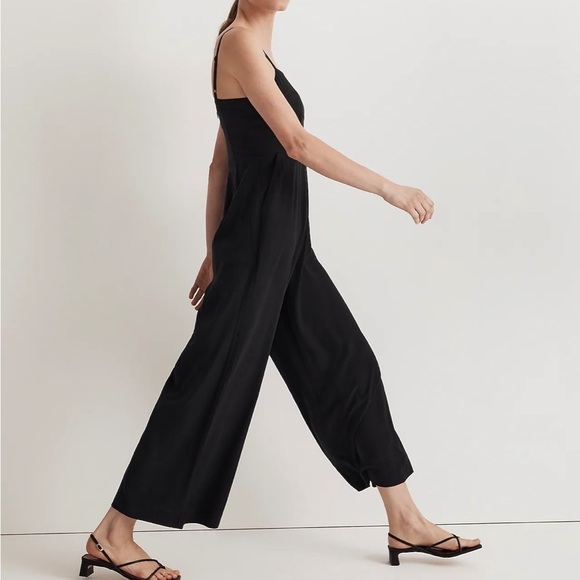 Madewell Square Neck Wide Leg Sleeveless Jumpsuit NM489 Black 4 - Picture 2 of 7
